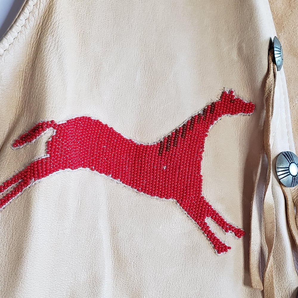 Ralph Lauren Country Polo Unisex Leather Vest Native American USA made 80s Vtg - Picture 8 of 16